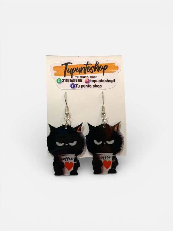 CAT COFFEE EARRINGS