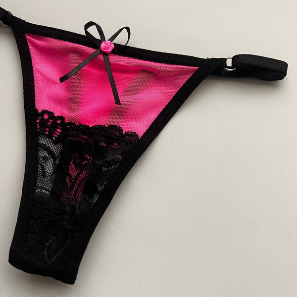 PINK MESH THONG