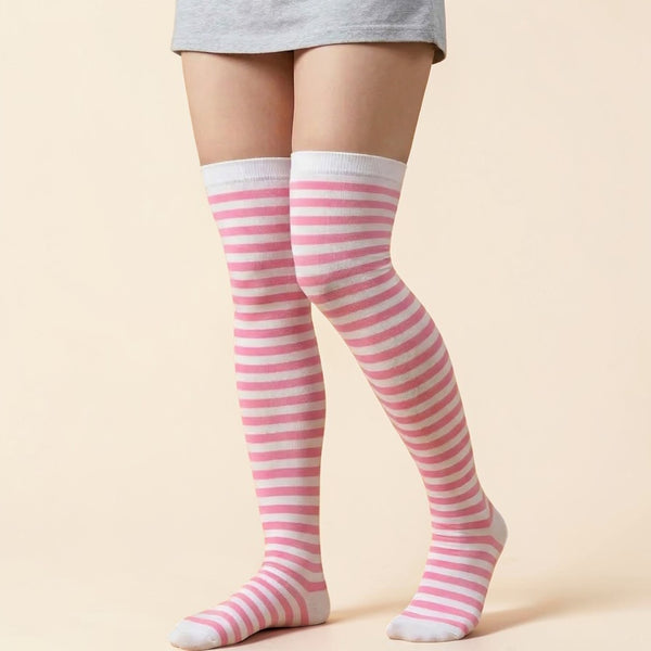 THIGH-HIGH BOOTS WHITE/PINK