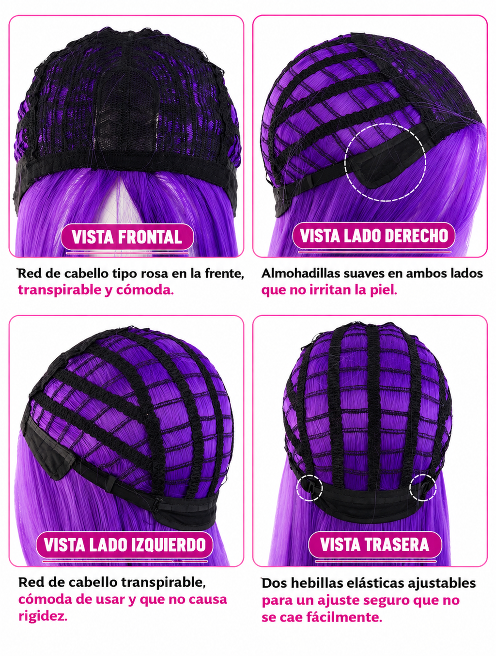 Peluca morada larga