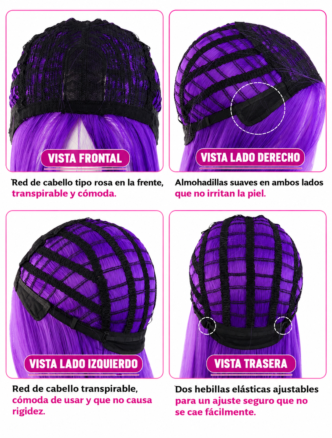 Peluca morada larga