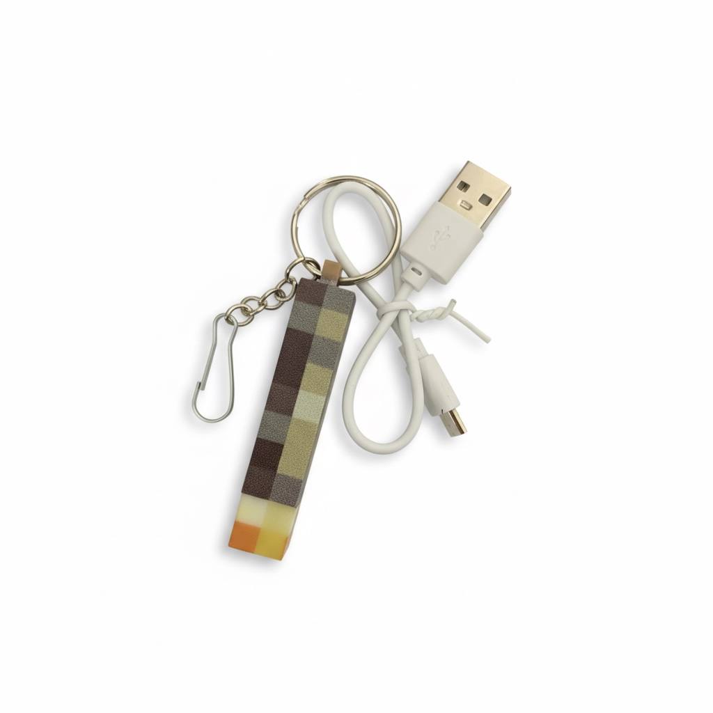 MINECRAFT TORCH FLASHLIGHT KEYCHAIN