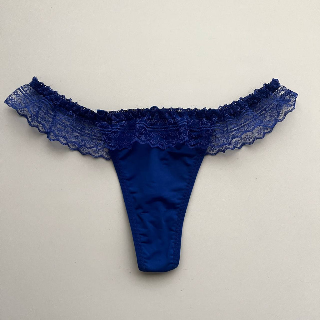 TANGA AZUL ENCAJE