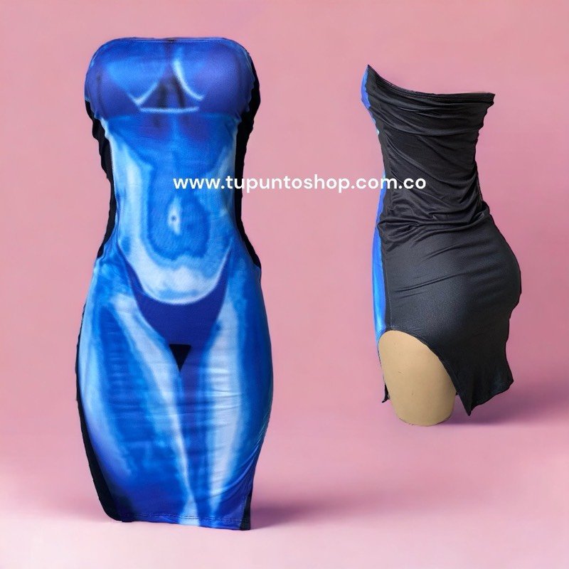 VESTIDO BODY PRINT AZUL
