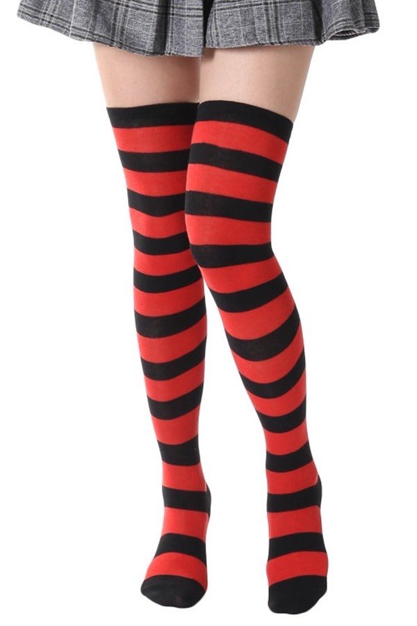 OVER THE KNEE BOOTS BLACK/RED